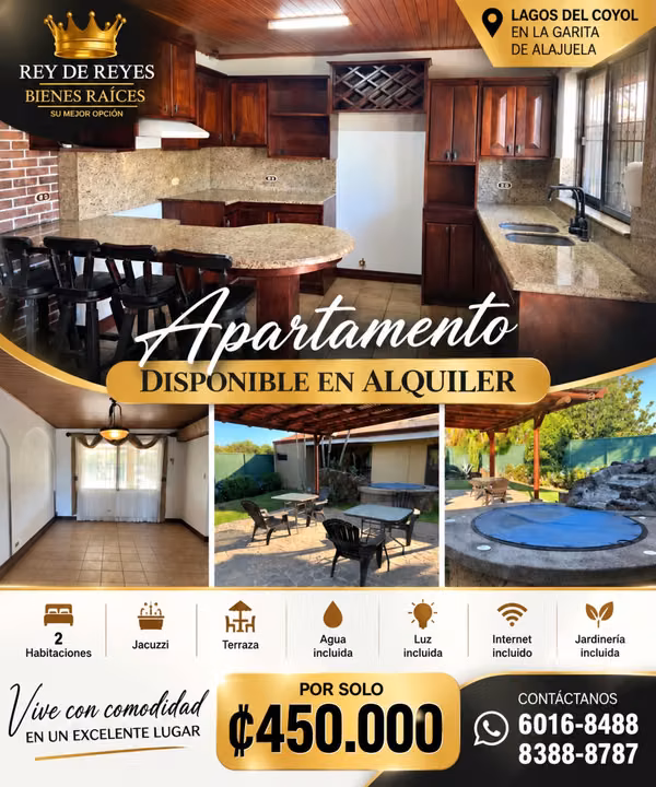 APARTMENT FOR RENT - COYOL LAKES, ALAJUELA GARITA