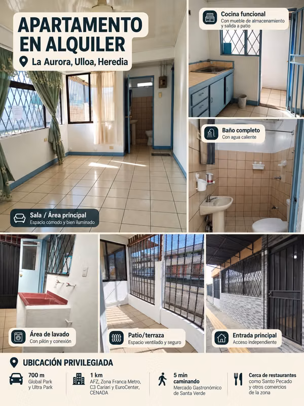ALQUILER APARTAMENTO | LA AURORA, ULLOA, HEREDIA