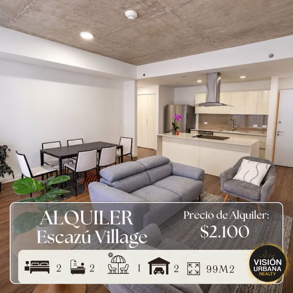 Apartamento Amueblado de 2 Habitaciones en Escazú Village
