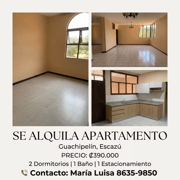ALQUILER DE HERMOSO APARTAMENTO  2 HABITACIONES EN GUACHIPELIN ESCAZÚ