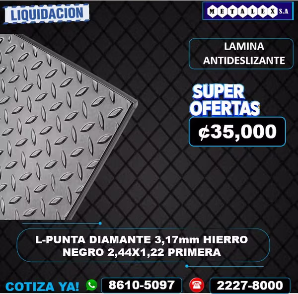 DIAMOND TIP LAMINE 2.44X1.22 1 / 2 3.17MM BLACK IRON