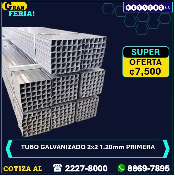 2x2 1.20 h second galvanized tube