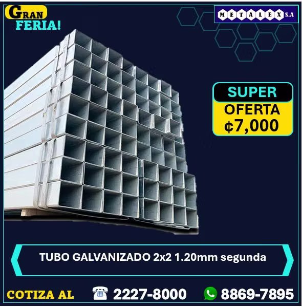 2x2 1.20 h second galvanized tube