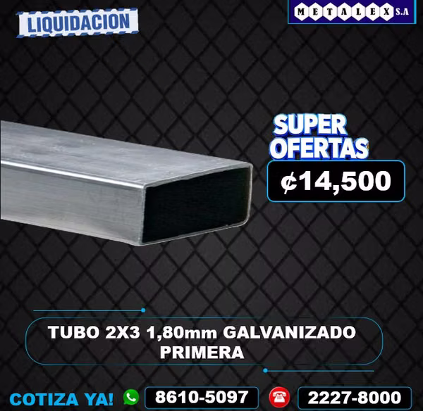 TUBE 2X3 1.80MM GALVANIZAOD FIRST