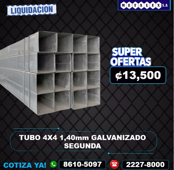 4X4 1.40MM SECOND GALVANIZED TUBE