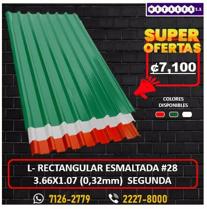 LAMINA ESTRUCTURAL # (0.32mm) ESMALTADA SEGUNDA 