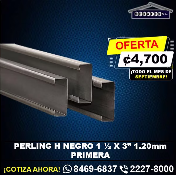 perling h negro 1 1/2 x 3