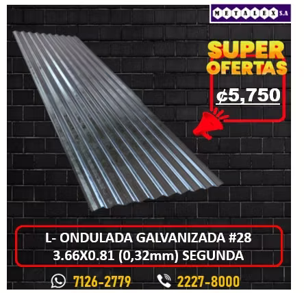 LAMINA ONDULADA # (0.32MM) GALVANIZADA SEGUNDA
