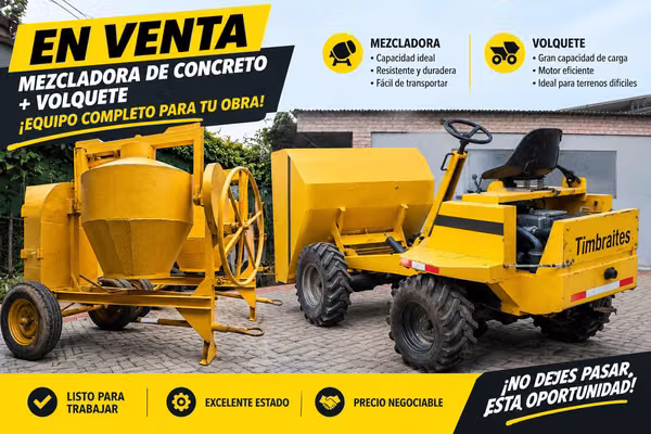 Se vende volquete de diesel 4x4 en perfecto estado a ¢3,800,000 y mezcladoras en perfecto estado 