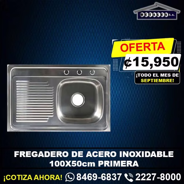 fregadero de acero inoxidable 100x50cm primera