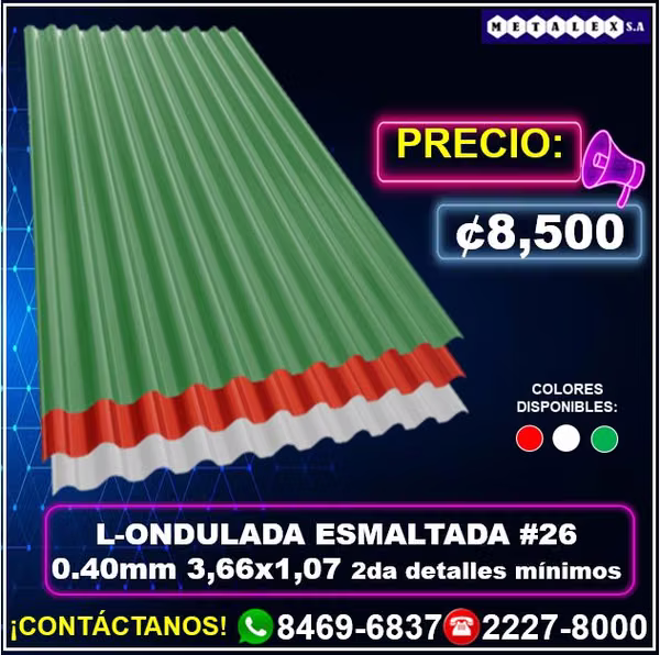 l-ondulada esmaltada #26 0.40mm 3,66x1,07 2da