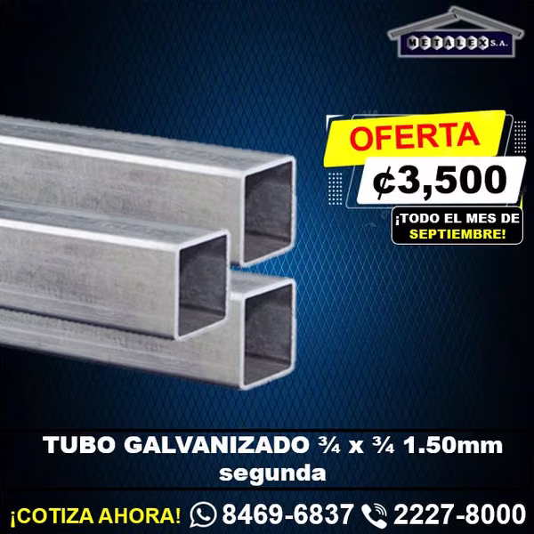tubo galv 3/4 x 3/4 1.50mm segunda 