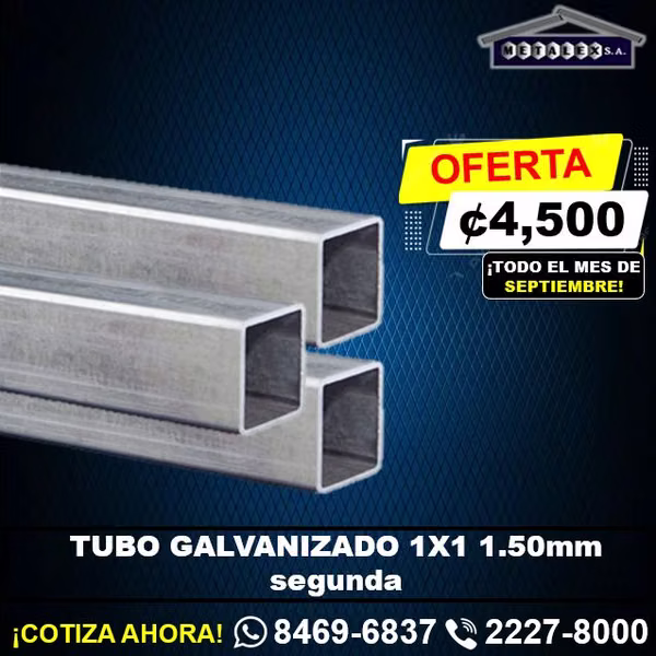 tubo galvanizado 1x1 1.50mm segunda