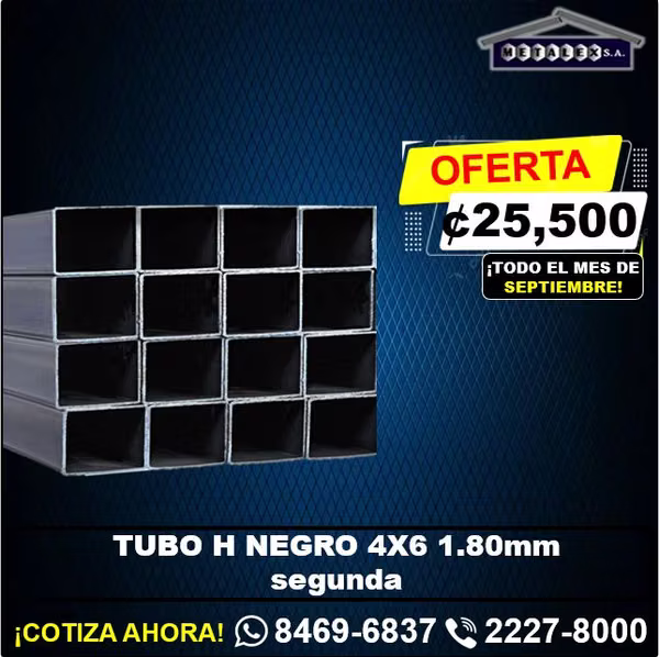 tubo h negro 4x6 1.80mm segunda