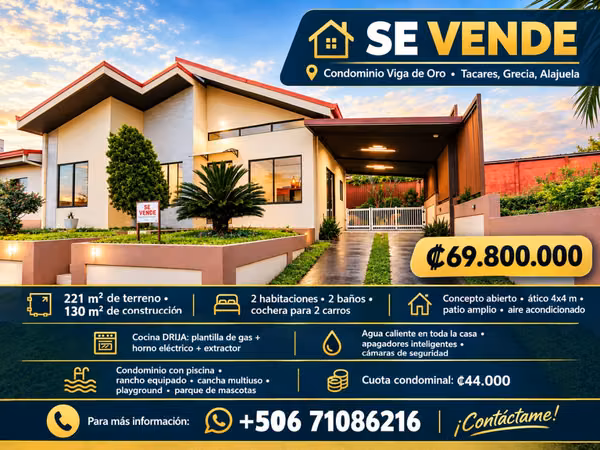 Se vende moderna y cómoda casa en condominio CONCEPTO ABIERTO