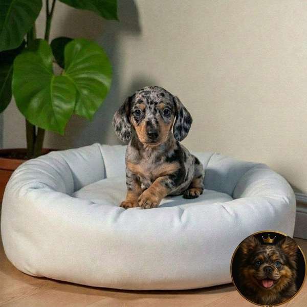 Cachorro Salchicha Miniatura Arlequín Plata / Miniature Dachshund Dapple Silver disponible