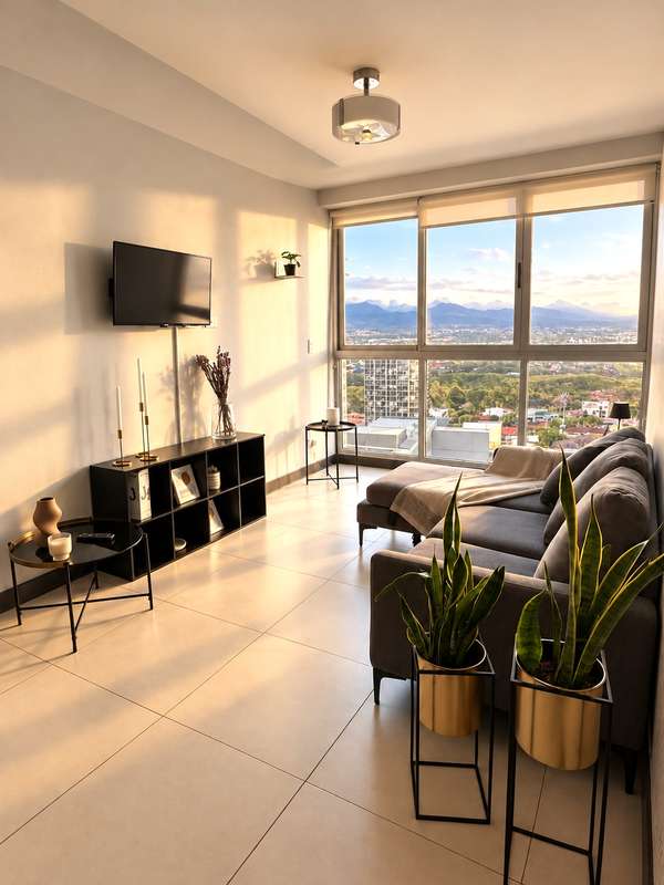 Apartamento amueblado en alquiler en Rohrmoser: vistas panorámicas desde el piso 18 (ref : 01)