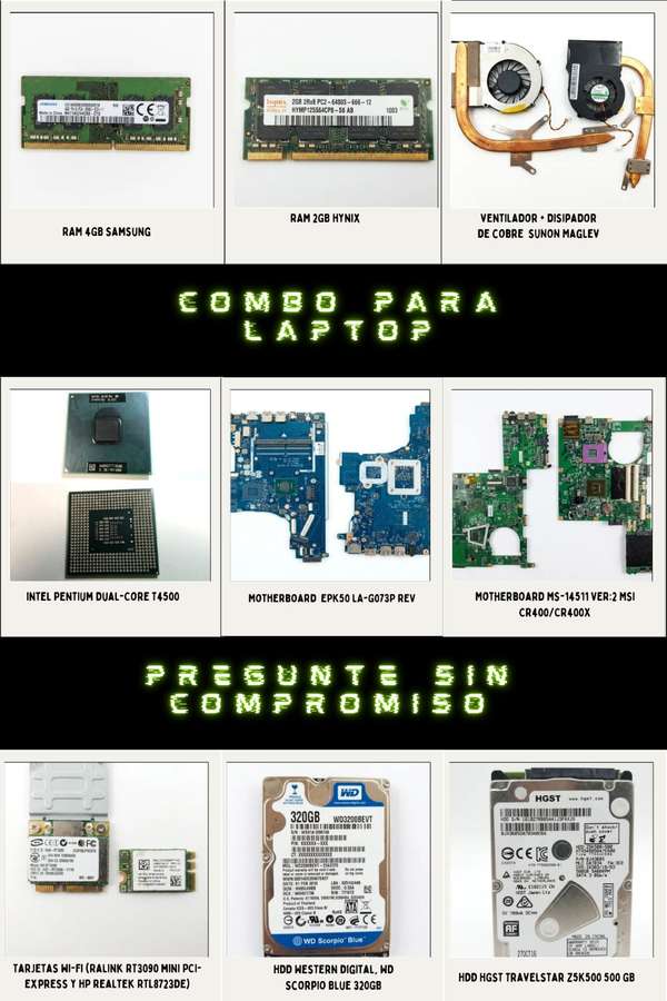 Varios componentes para tu laptop