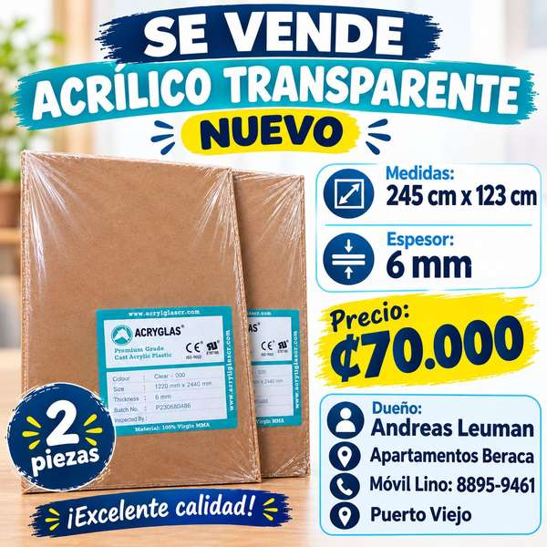 Dos piezas de placas de acrilico transparente nuevo
