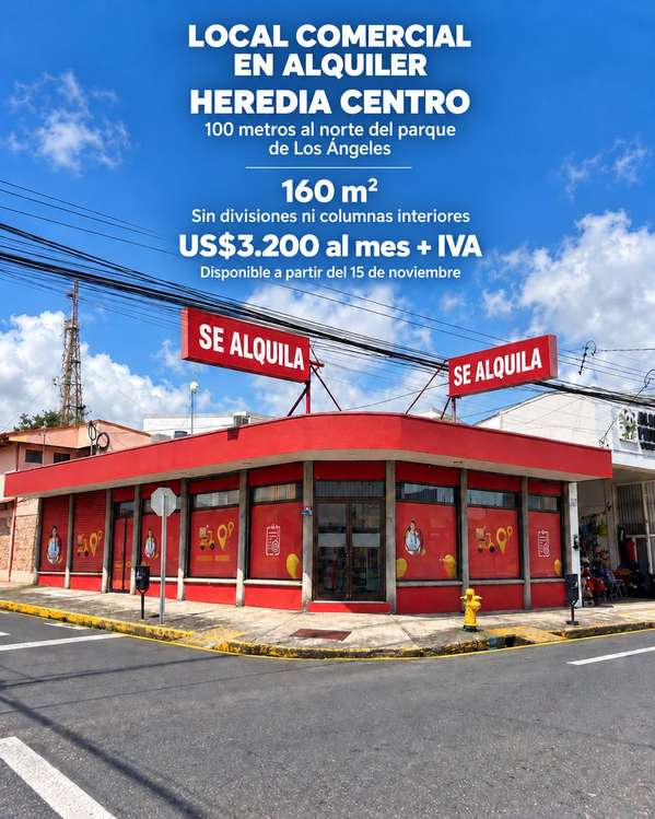 HEREDIA CENTRO | LOCAL COMERCIAL EN ALQUILER 160 m² para establecer, trasladar o expandir una operación comercial.