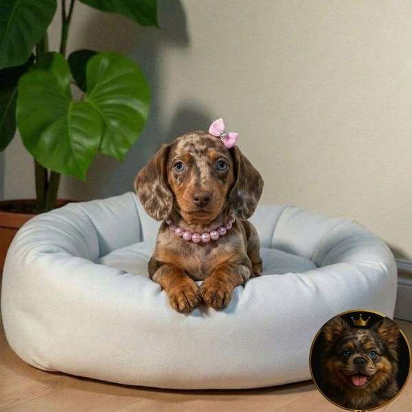 Cachorro Salchicha Miniatura Arlequín Chocolate / Miniature Dachshund Dapple Chocolate disponible
