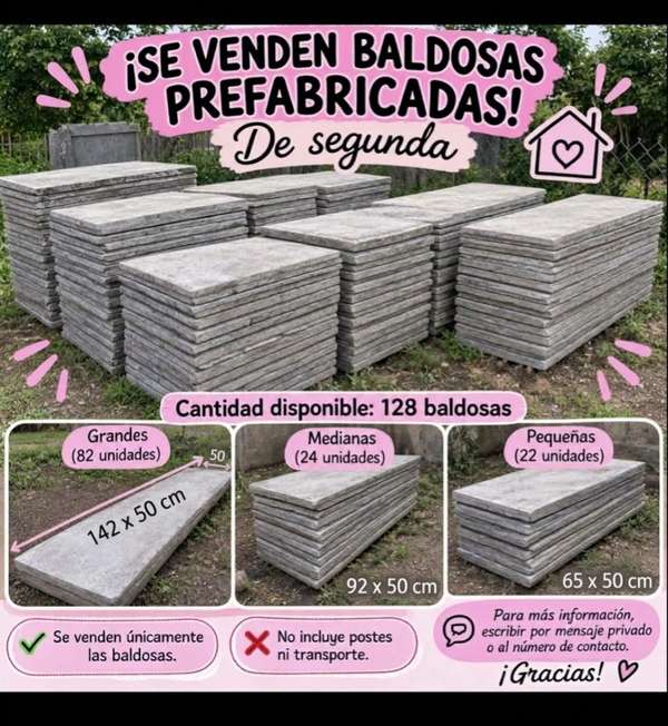 Se venden 128 baldosas de segunda para casa prefabricada