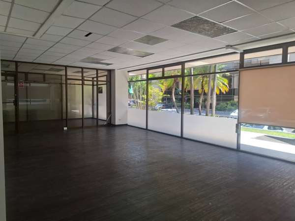 Oficina de 118m² en alquiler en Oficentro La Sabana, Mata Redonda, con seguridad y parqueos.