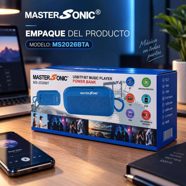 Parlante Bluetooth, USB, fm,power bank