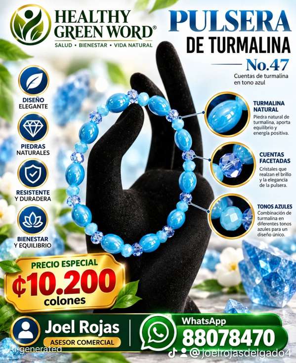 Pulsera de turmalina de la marca healthy green word (HGW)