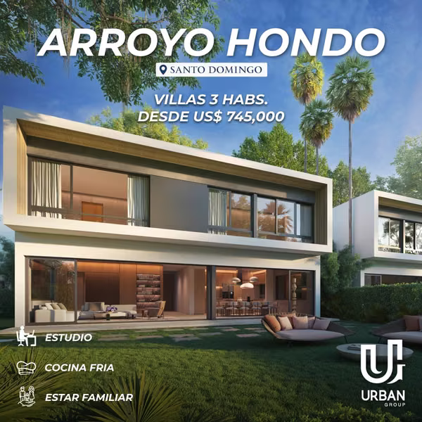 Villas de 3 Habitaciones desde US$745,000 en Arroyo Hondo