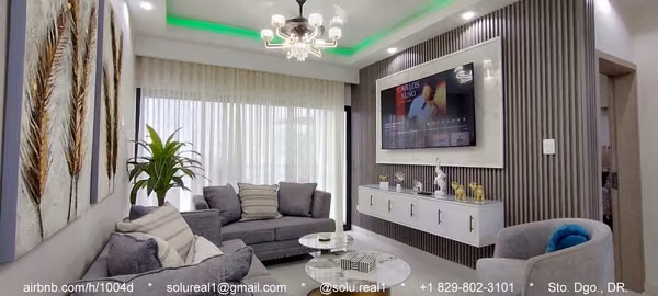 *Moderno apartamento de 2 habitación en torre, Santo Domingo