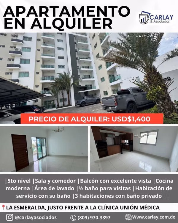 Apartamento en la Esmeralda frente al la Clínica Unión Médica