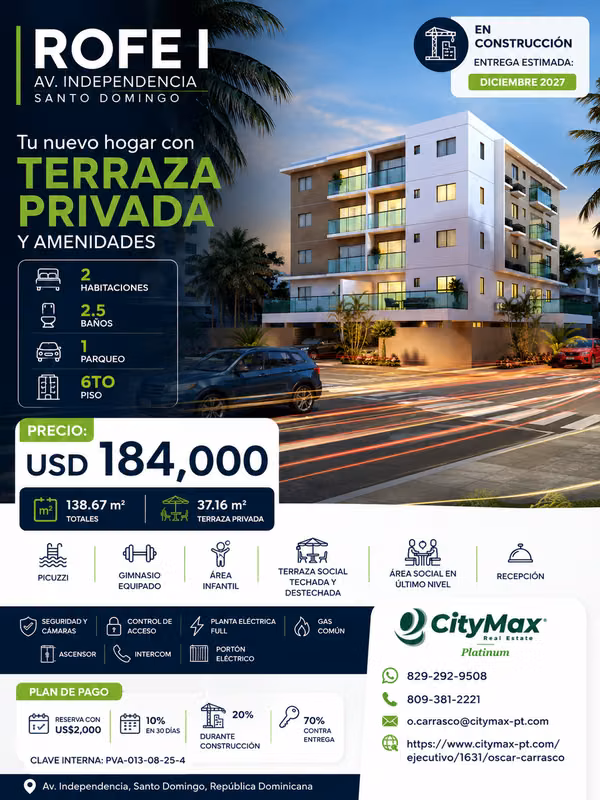 APARTMENT FOR SALE IN AV. INDEPENDENCE - 124; PRIVATE TERRACE - 124; ROFE PROJECT I