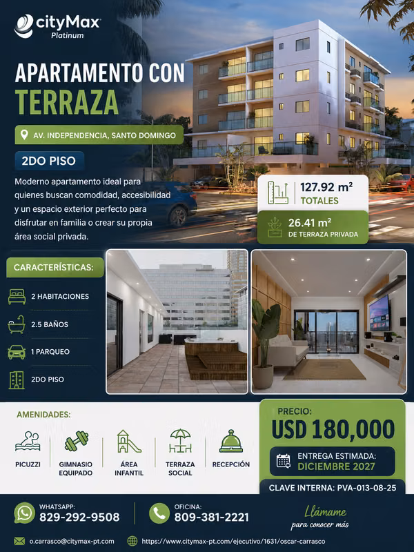 Apartment For Sale In Av. Independence - 124; 2nd Floor - 124; Private Terrace - 124; Santo Domingo