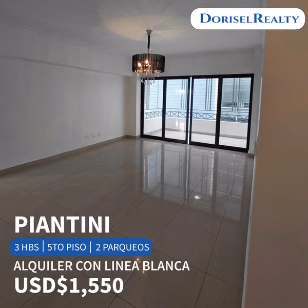 ALQUILER DE APARTAMENTO CON LINEA BLANCA EN SECTOR PIANTINI