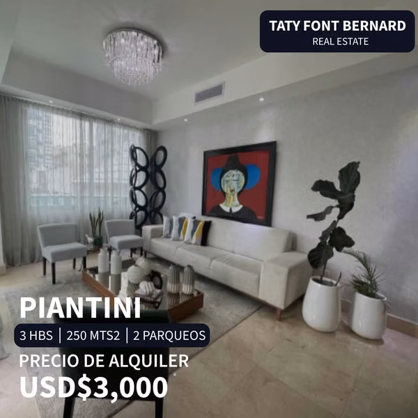 ALQUILER DE LUJOSO APARTAMENTO EN SECTOR PIANTINI