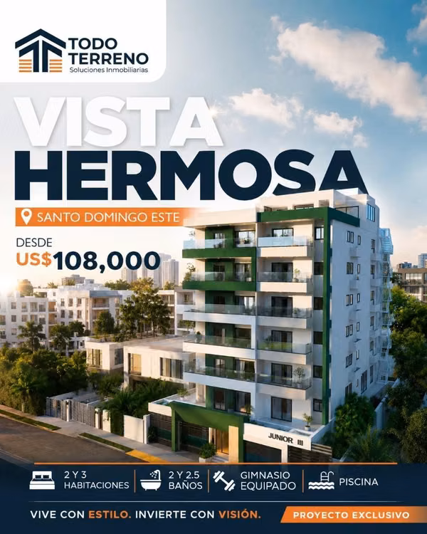 Moderna Torre con Apartamentos de 2 y 3 Habitaciones