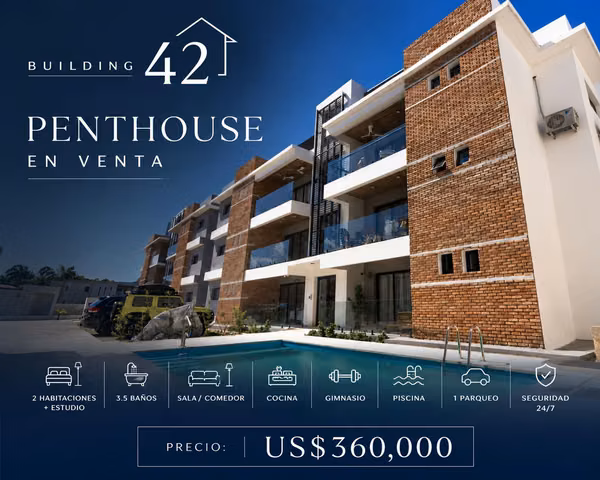 PENTHOUSE EN VENTA EN ZONA EXCLUSIVA DE PUERTO PLATA