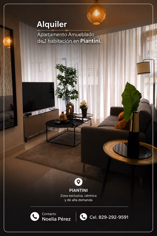 Alquiler Apartamento 1 hab Amueblado en Gazcue