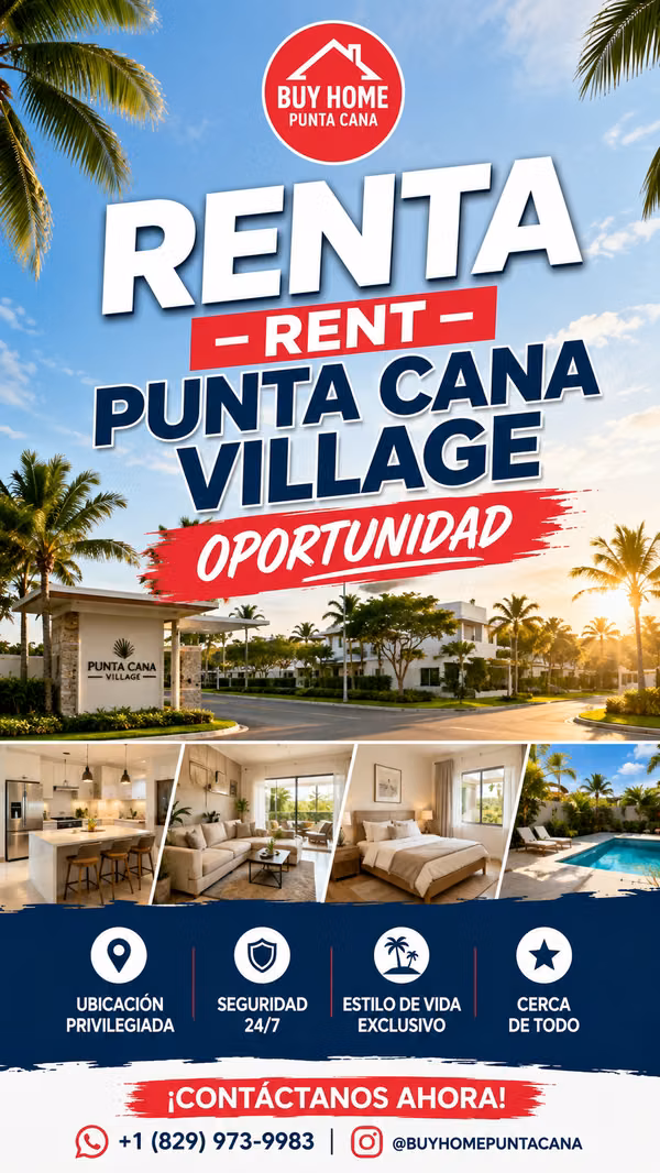 ALQUILER EN PUNTA CANA VILLAGE!