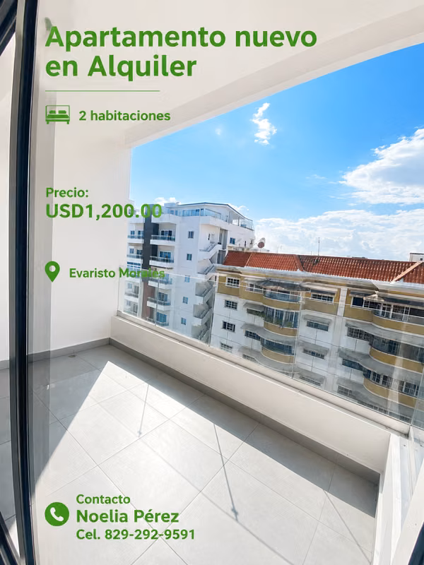 New Apartment for Rent 2 rooms in Evaristo Morales