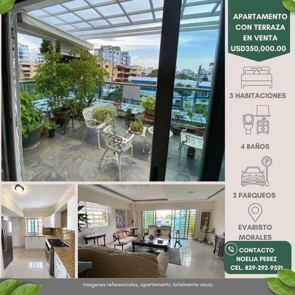 236 m ² apartment for sale in Evaristo Morales - 124; 3 rooms, terrace and 2 parking spaces
