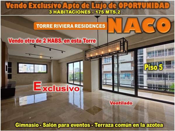 Exclusive Sale Suitable Luxury in NACO, 3 HABS., 175 Mts.2, 5 floor