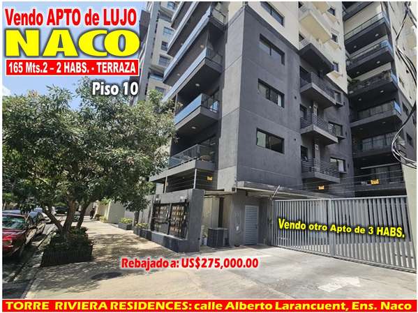 Sell Suitable Luxury in NACO RIVIERA RESIDENCES, 2 HABS. 165 Mts.2, Floor 10, OPPORTUNITY