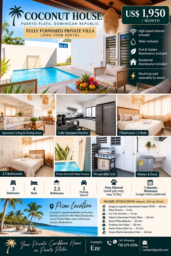 Full Furnished Private Villa Long Term Rental