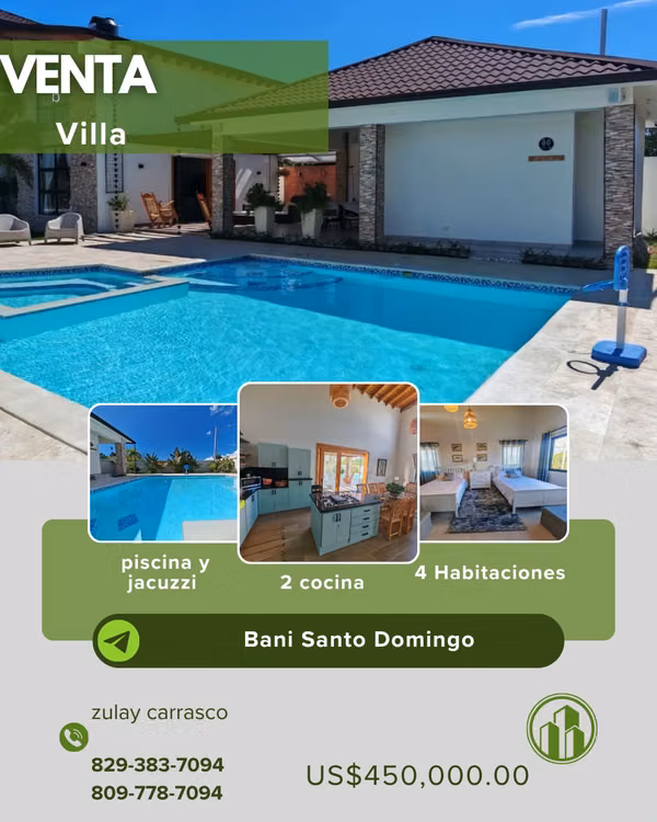  VILLA EN VENTA – MATANZA, BANÍ, A solo 35 minutos de Santo Domingo 