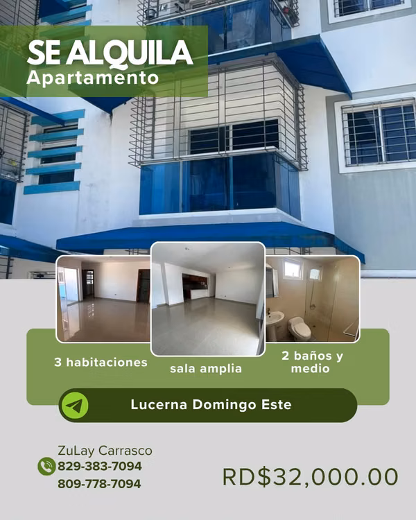Alquiler- Apartamento- Lucerna, Santo Domingo Este Precio de Alquiler 