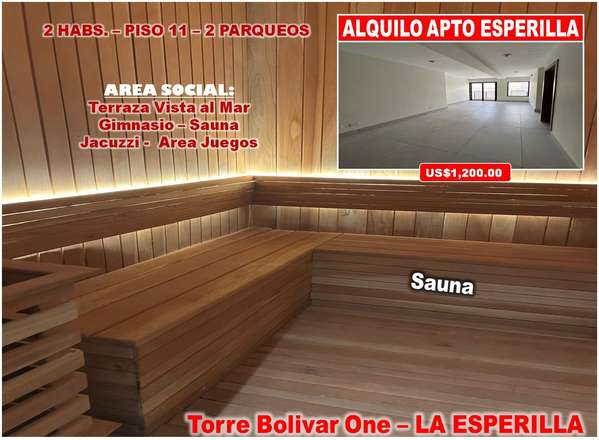 ALQUILO APTO EN LA ESPERILLA, 2 HABS., 2 PAQUEOS, PISO 11, Bolivar One Tower