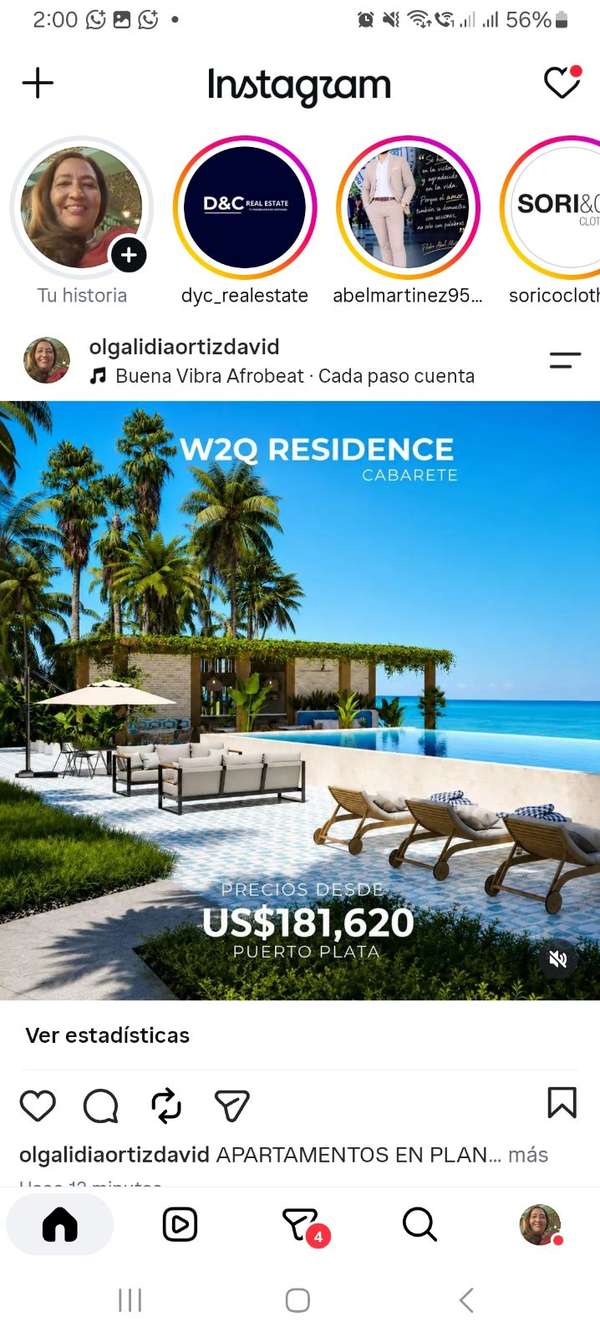 Apartamentos en plano primera línea de playa CabareteW2Q
