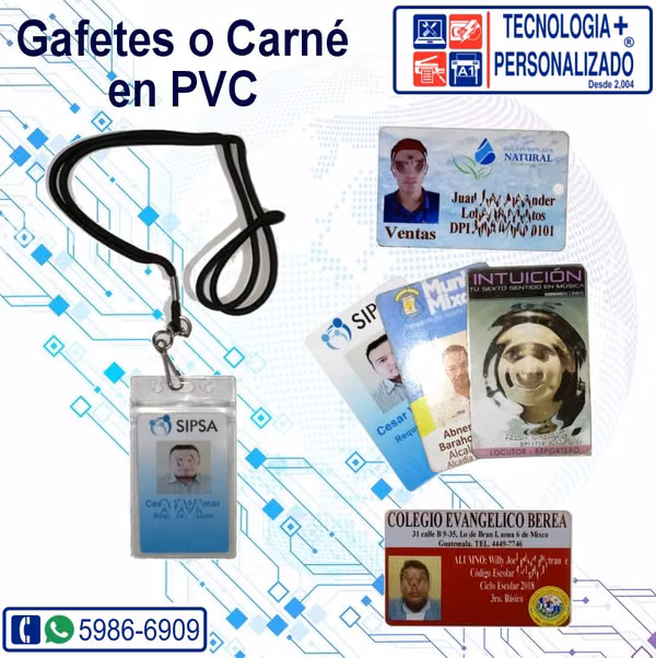 Gafetes o Carné PVC Full Color Urgente en Maxi Despensa Parroquia Z.6